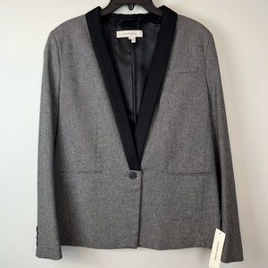 NWT Gerard Darrel Wool Blend Gray Black Micro Houndstooth Blazer US Sz 8